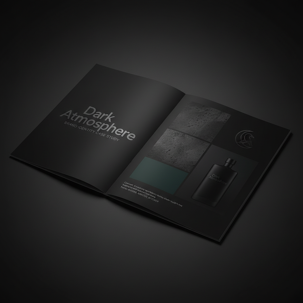 Deep charcoal book cover with minimal white typography, atmospheric dim studio lighting, dark environment