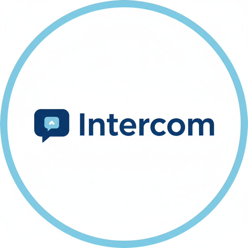 Intercom app logo — blue chat bubble on white background