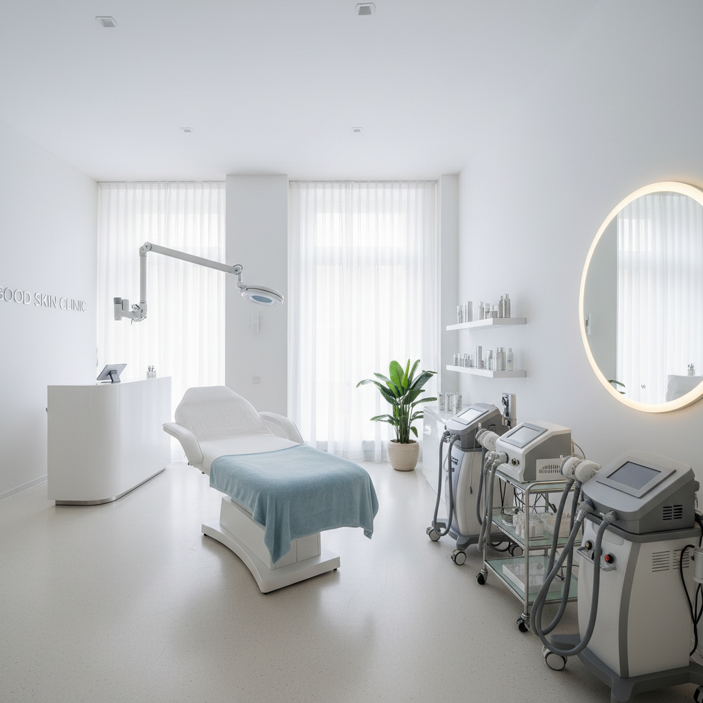 Sumukha Skin clinic interior showing modern dermatology treatment setup