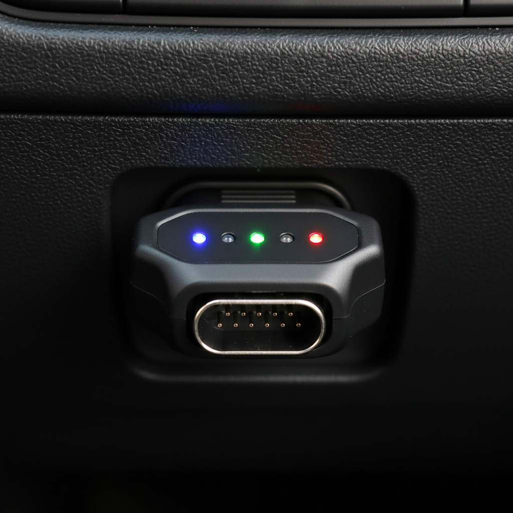 Technician in gloves connecting VCDS diagnostic cable to OBD-II port on a Volkswagen