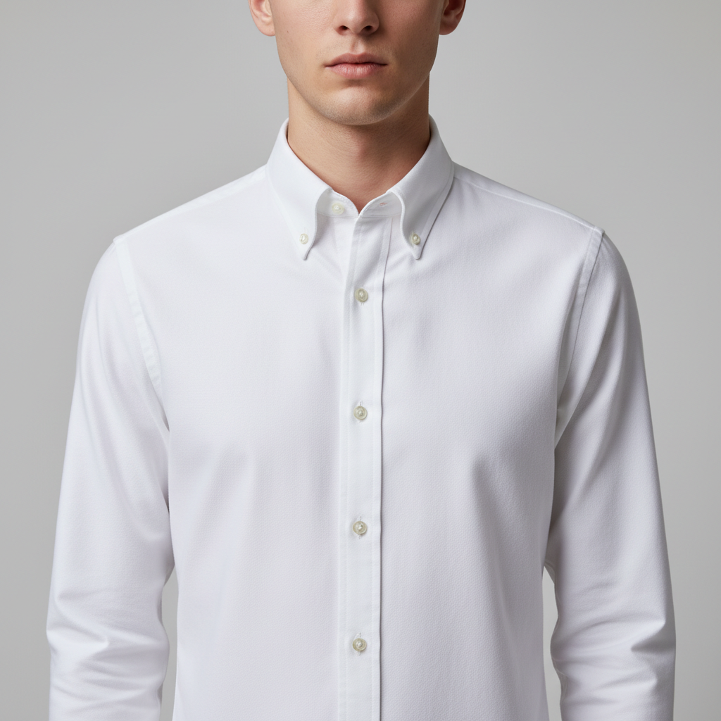 White classic oxford shirt on neutral surface