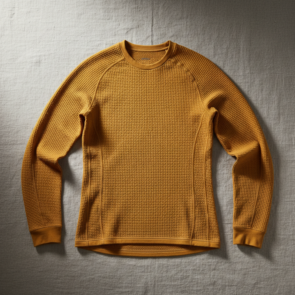 Ochre thermal long sleeve warm golden-yellow base layer fitted moisture-wicking