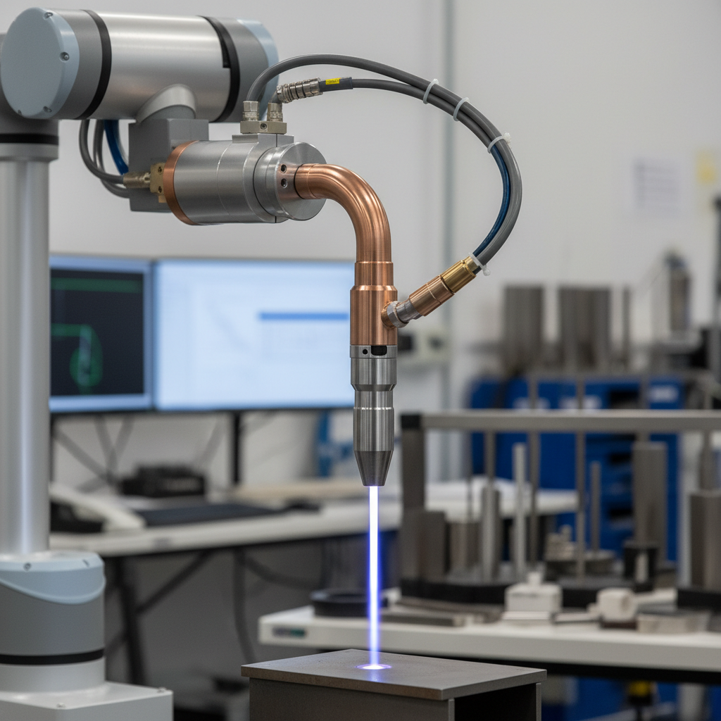 Robotic welding arm producing precise arc welds on a steel structural component