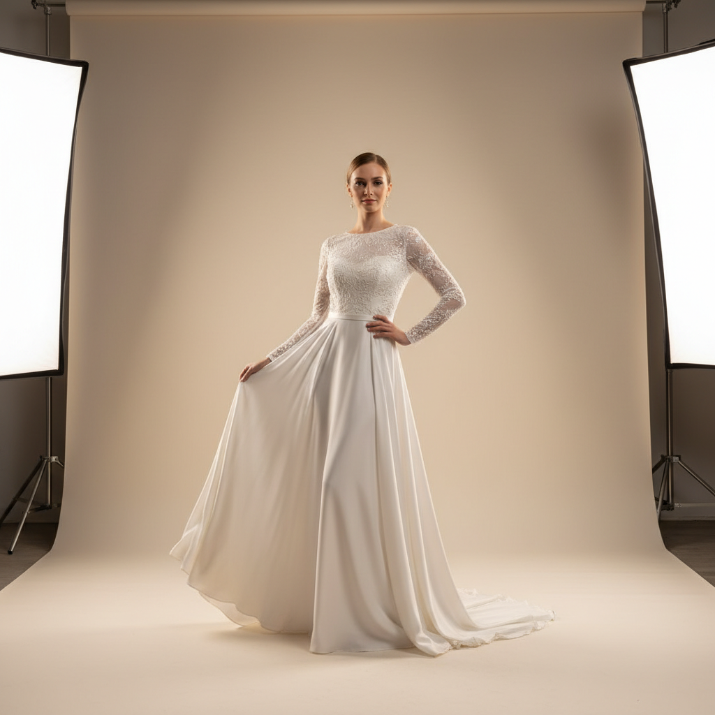 Elegant fashion portrait with soft warm lighting, glamorous styling, professional photography