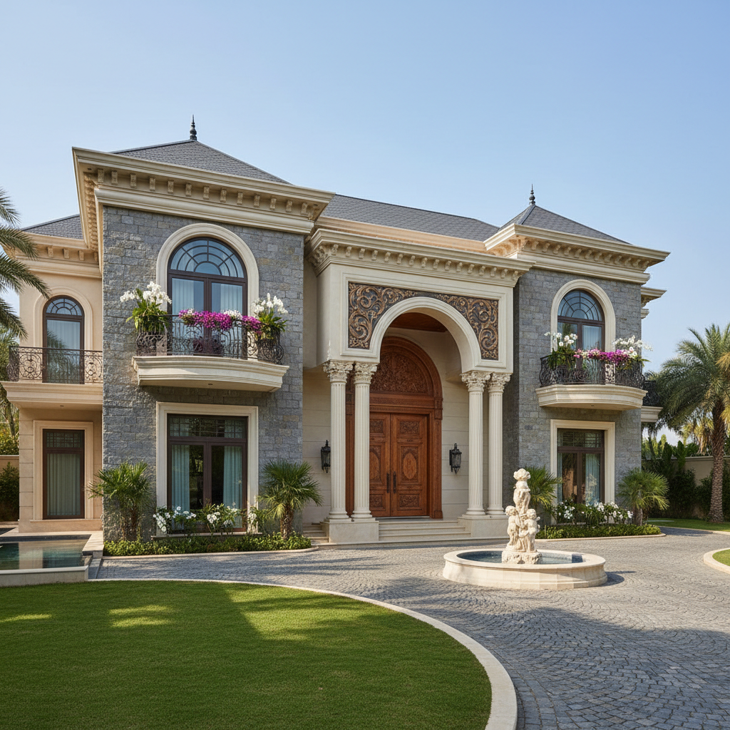 Granite Bay luxury home with circular driveway and grand entrance