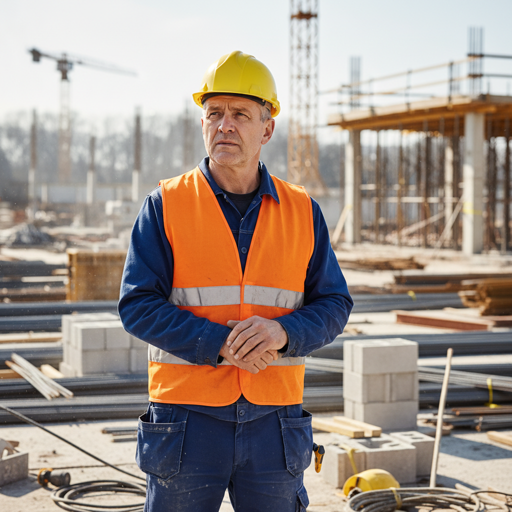 Lars Bergström, project director, in a hard hat on a construction site