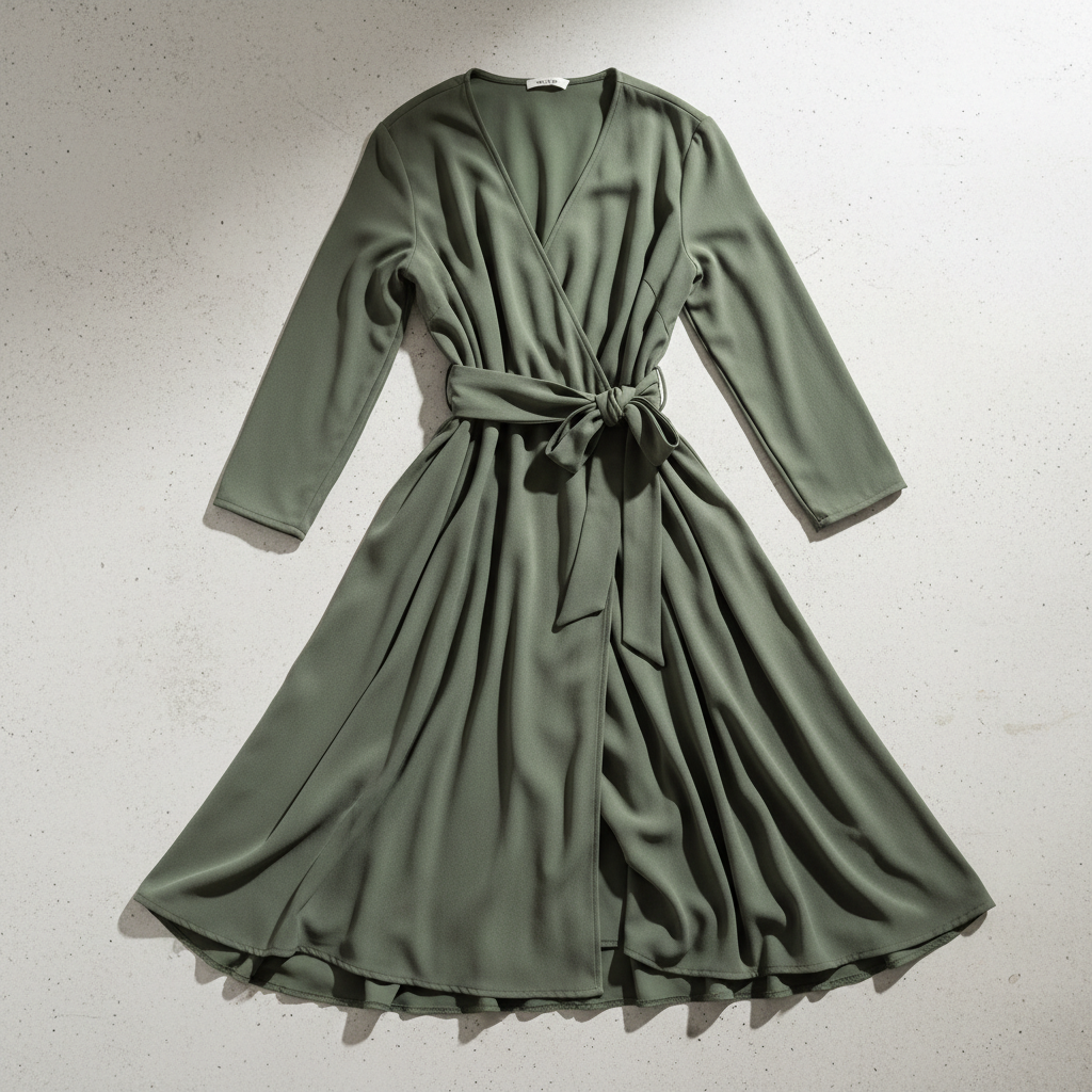 Floral Wrap Midi Dress — Fashion product on clean background