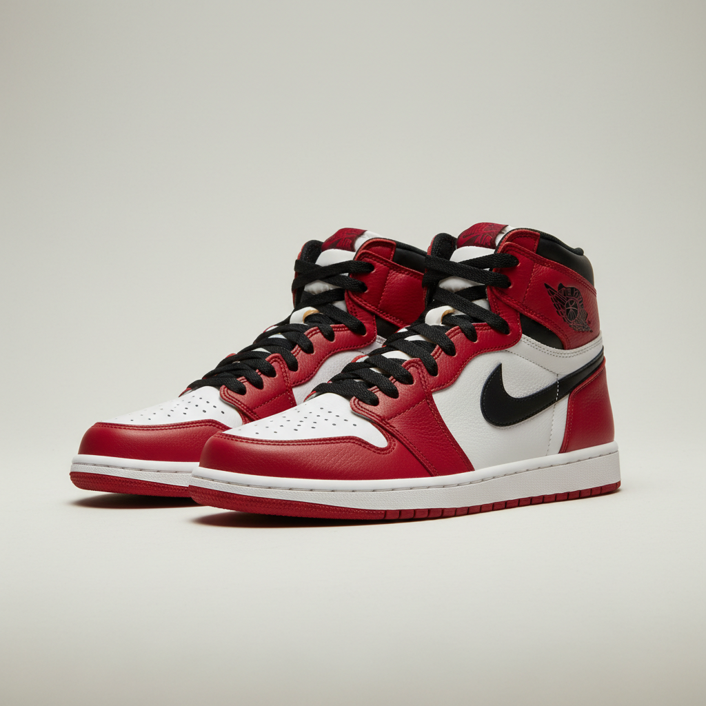 Air Jordan 1 Retro High basketball sneaker in red and black colorway