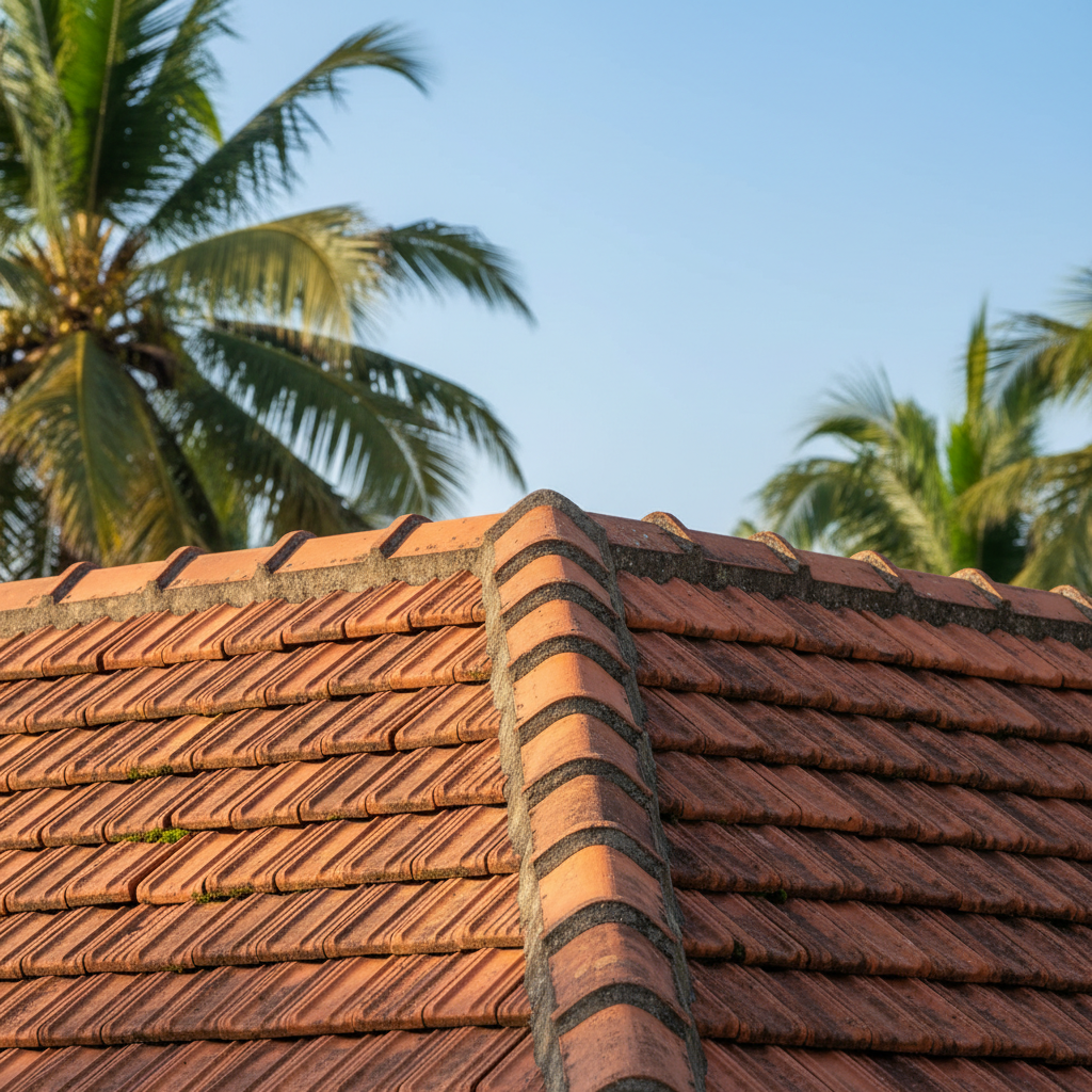 Mangalore clay roof tiles on a residential building