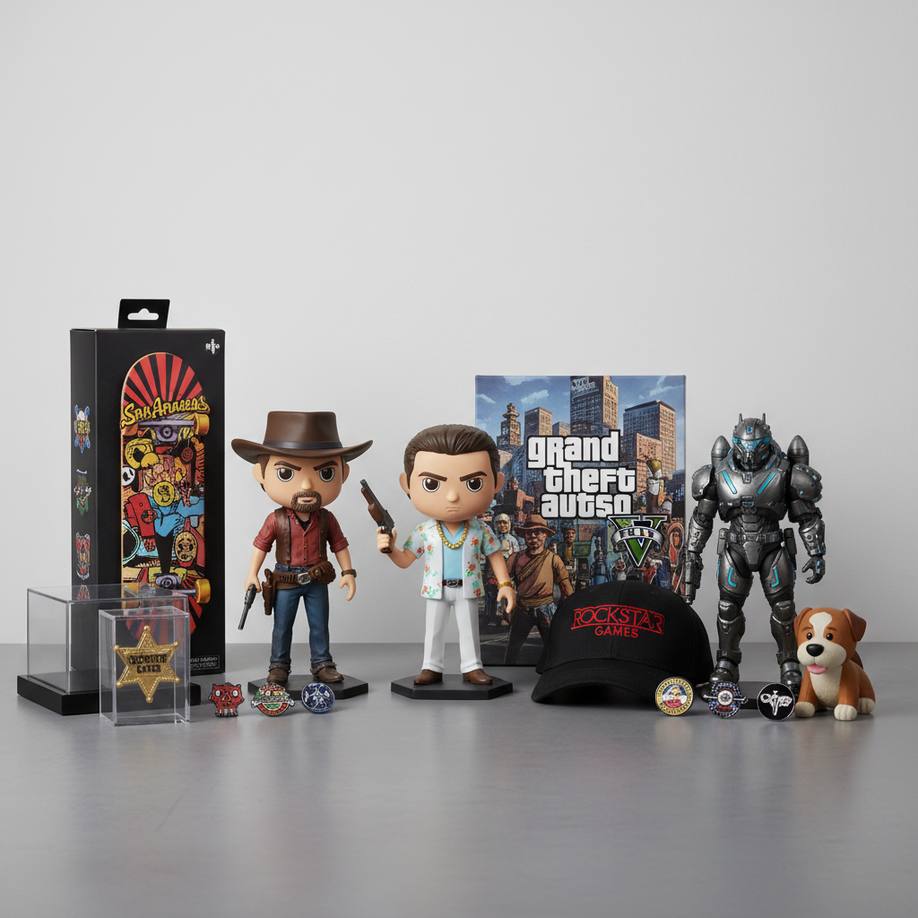 Rockstar Games collectibles enamel pins and figurines