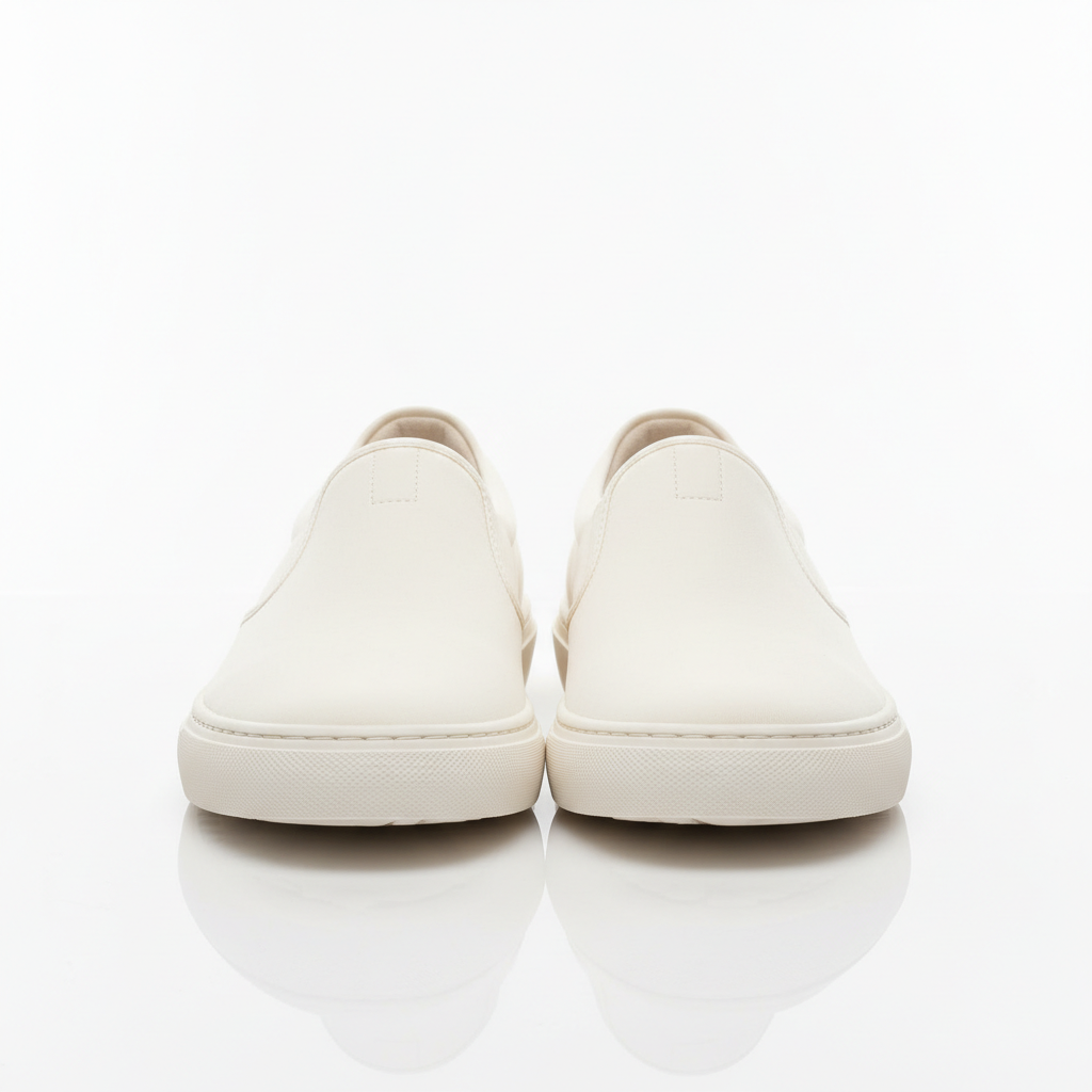 White casual sneakers on clean background, modern minimalist product photography