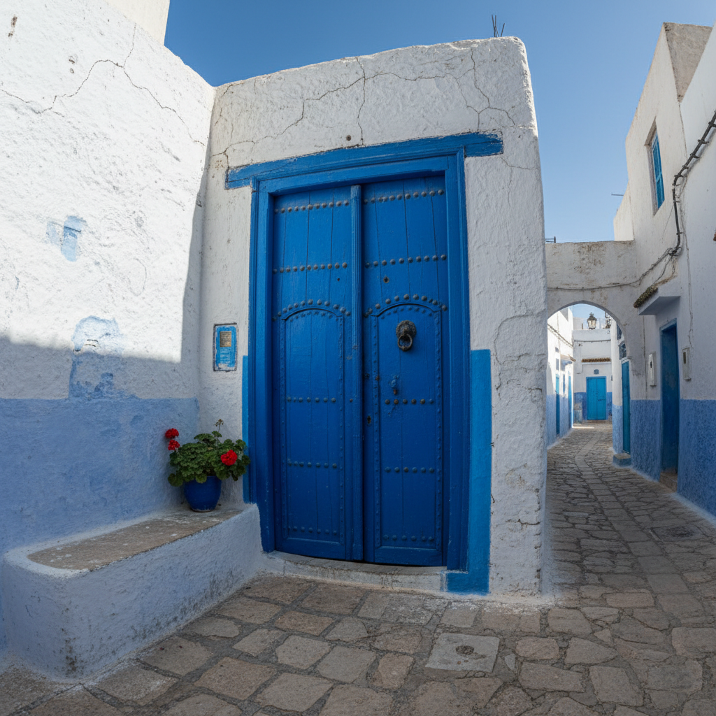 Asilah whitewashed medina Atlantic coast Morocco colorful murals blue sea
