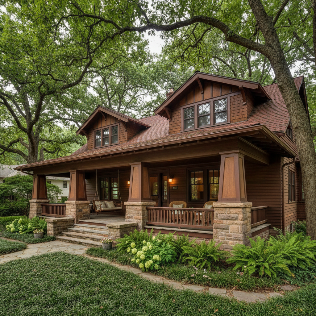 Sacramento craftsman bungalow with mature trees and covered porch