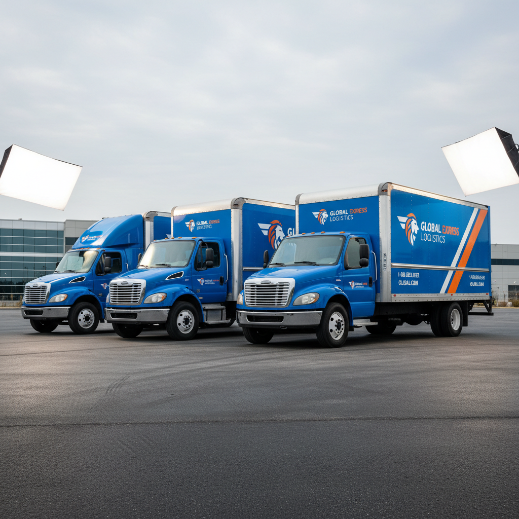Commercial fleet vehicles with professional branding, business vehicle photography, fleet management