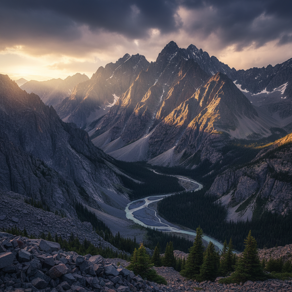 Wide cinematic frame of mountain landscape used in outdoor brand film for Arcane Studio