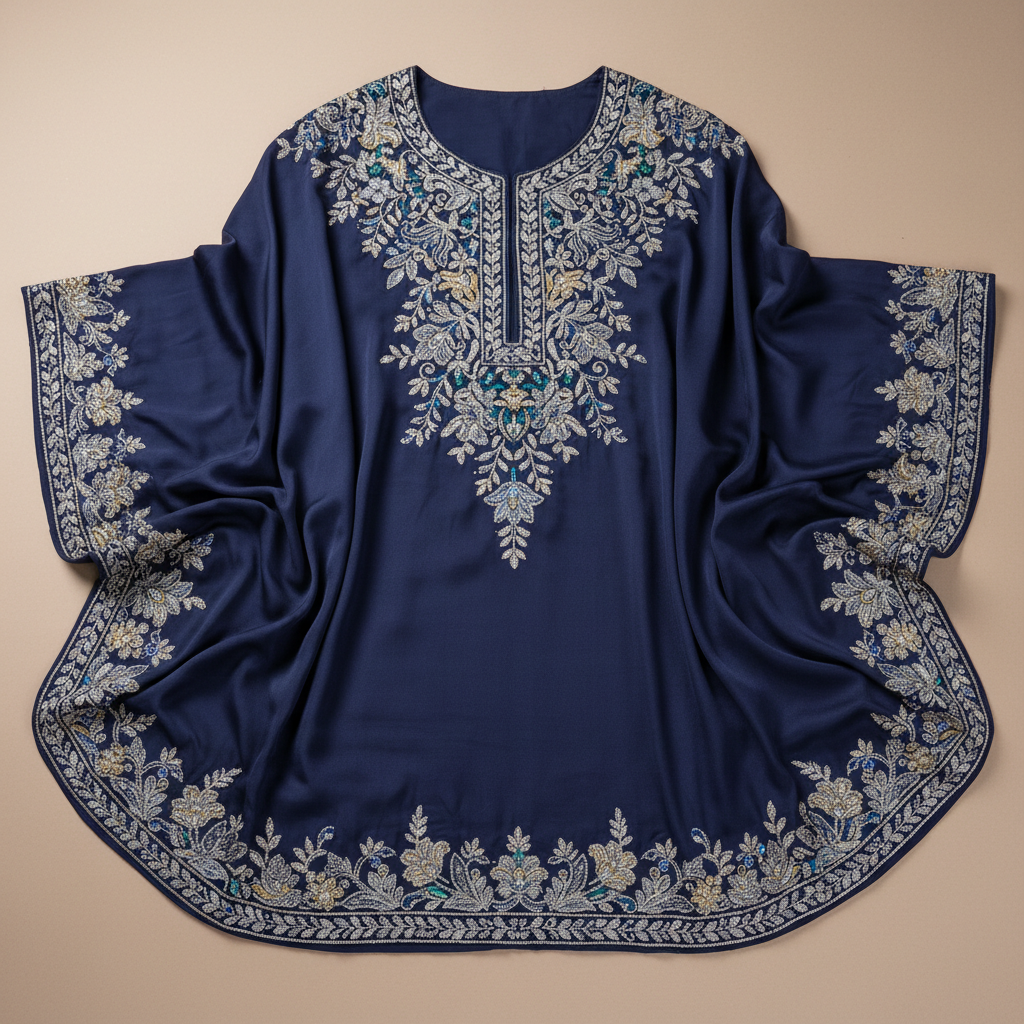 Deep midnight navy prayer dress with elegant full coverage and soft fabric