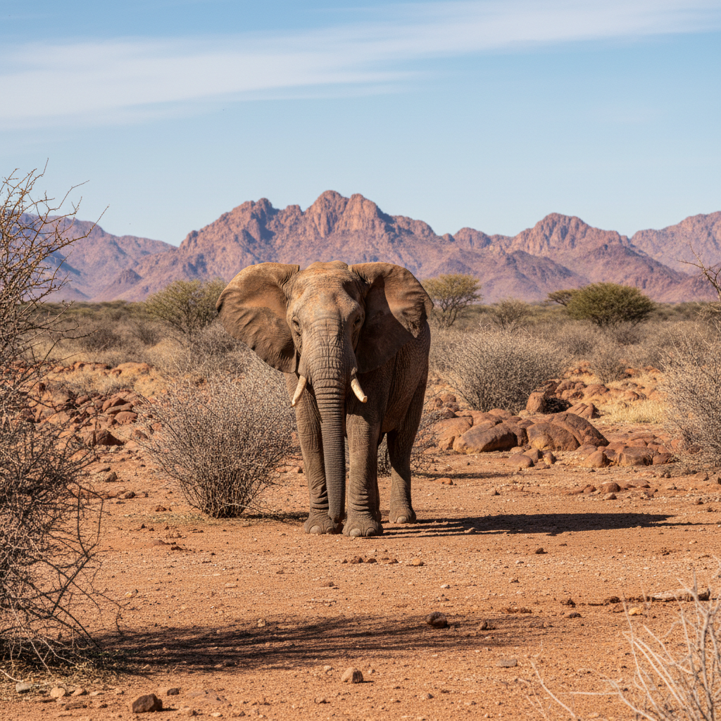 Desert-adapted elephant in Damaraland Namibia