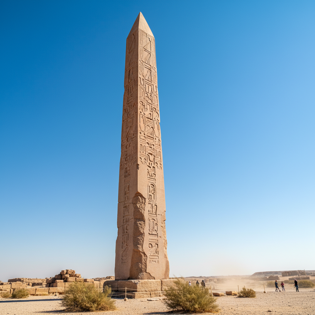 Ancient obelisk of Axum with blue sky in Ethiopia