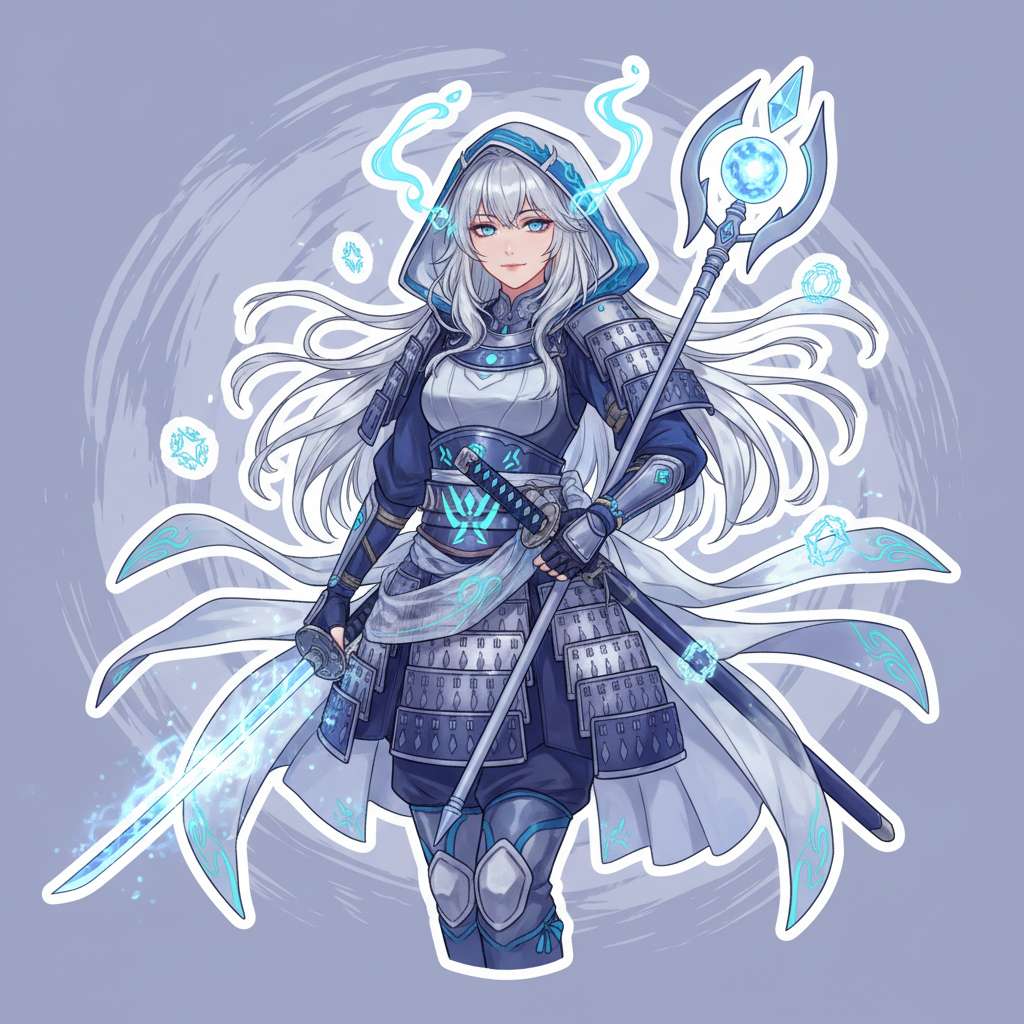 Elemental Mage - Karakter mage anime dengan rambut pink vibrant dan staff elemental yang memancarkan berbagai elemen dalam style anime colorful