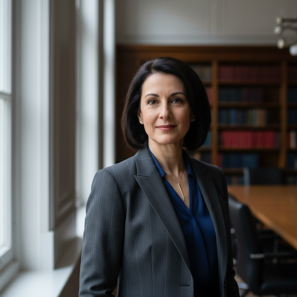 Principal Dr. Ananya Sharma in professional attire