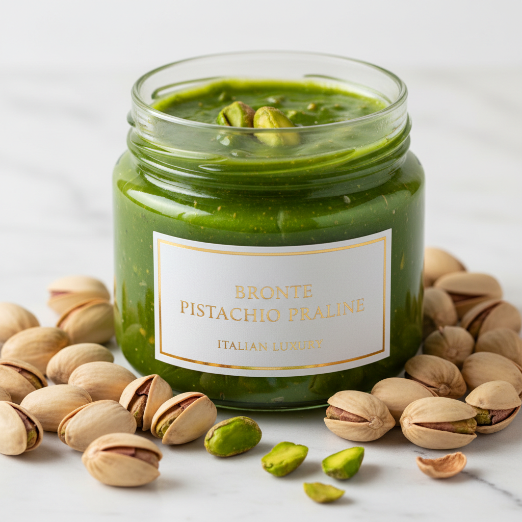 Sliced pistachio halva with marbled texture, garnished with whole pistachios