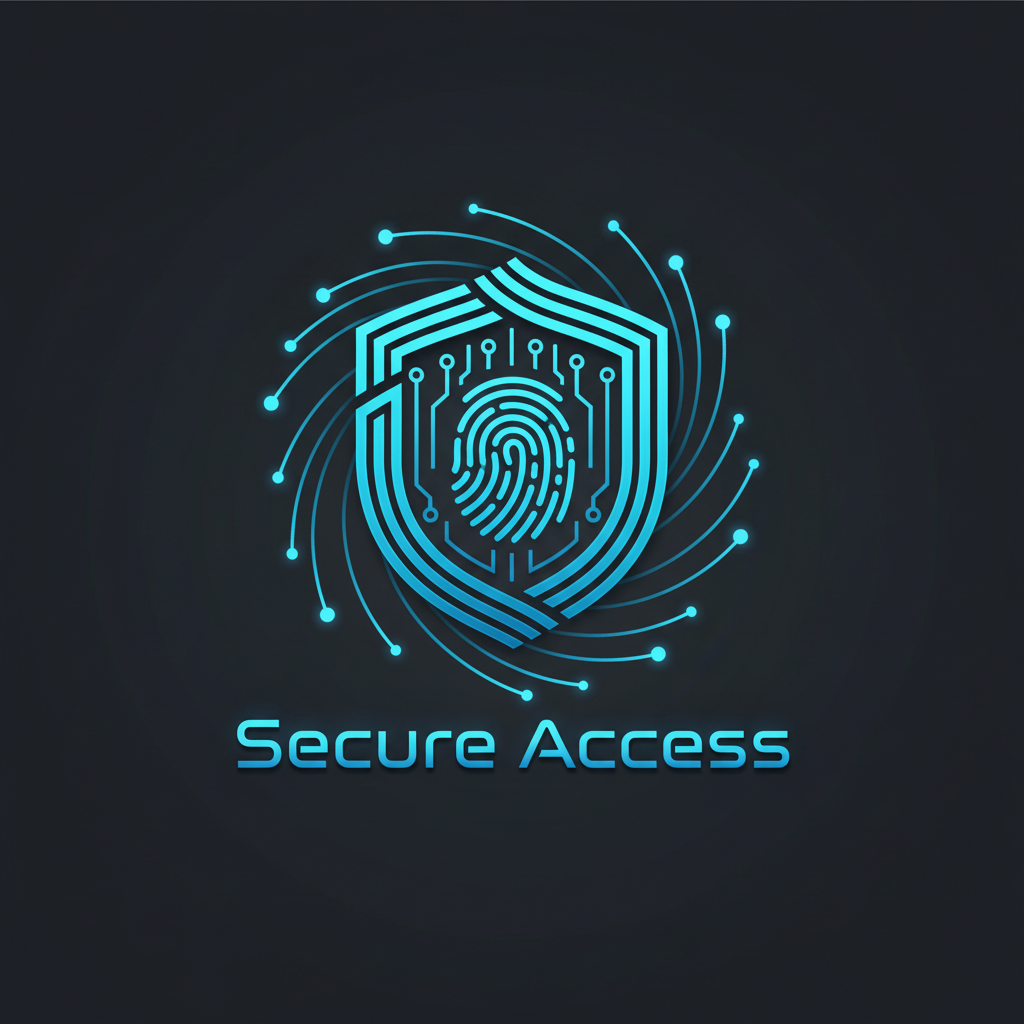 Abstract digital lock and encryption symbols on dark background with cyan glow