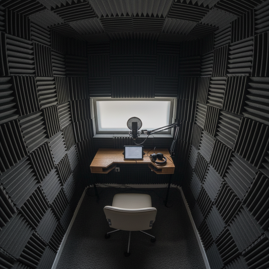 Cabine vocale isolée avec traitement acoustique