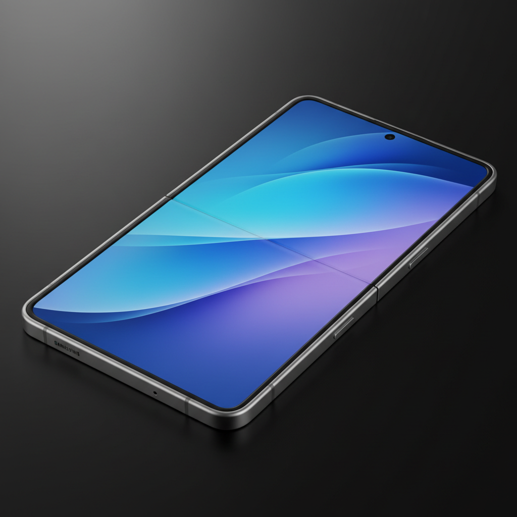 Samsung Galaxy Z Fold 6 black folded, dark background