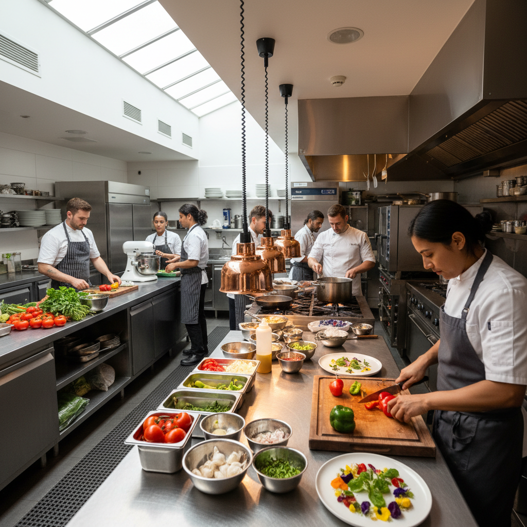 Brand owner preparing fresh ingredients in kitchen