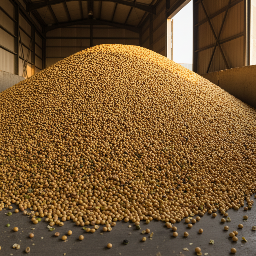 Organic soybeans in bulk storage facility