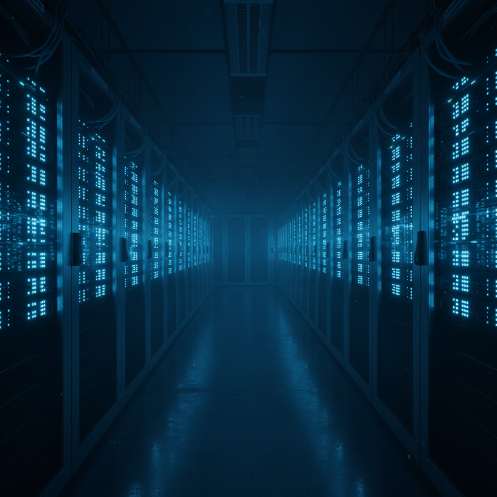 High definition security camera technology closeup in dark server room with red indicator lights