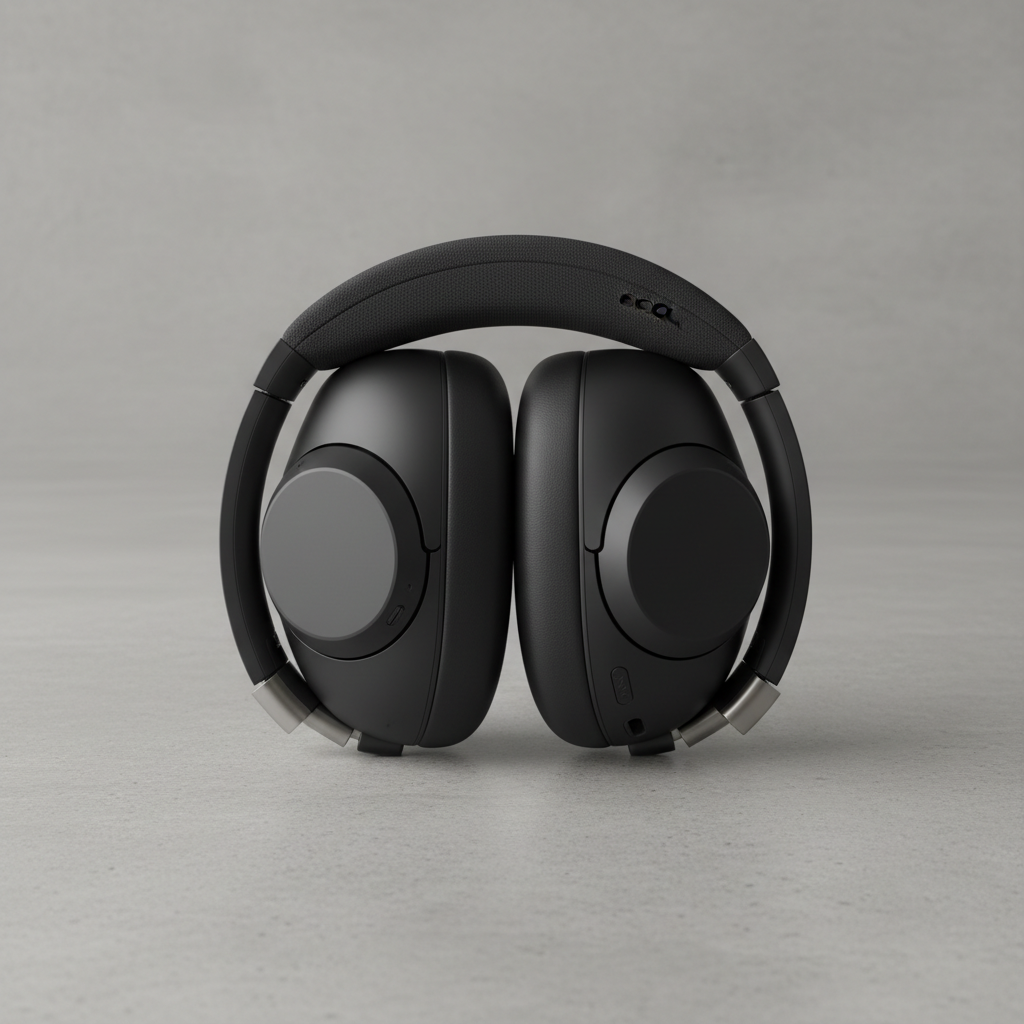 Sony headphones folded compact for travel storage