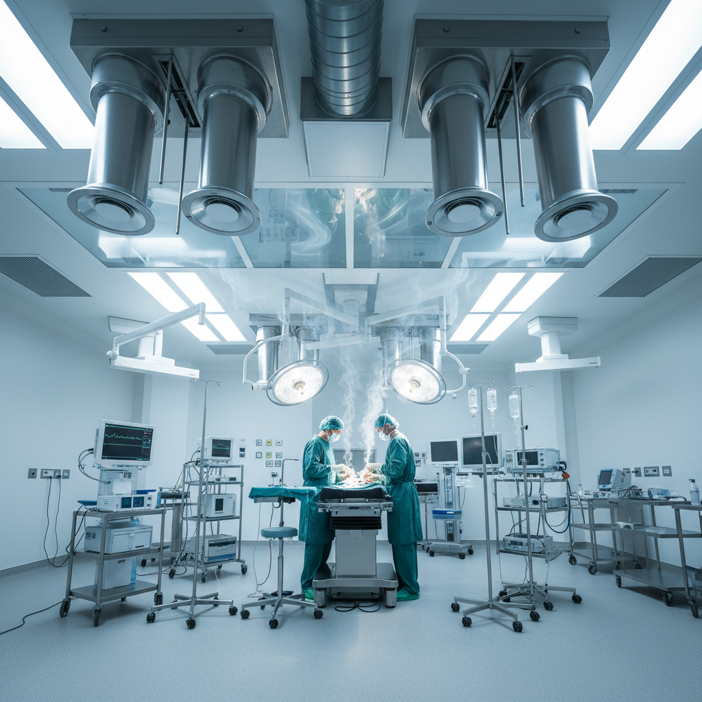Hospital operating theater cleanroom with advanced HVAC and sterile environment controls