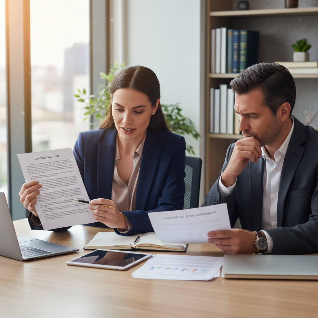 Two young African business people reviewing documents at a bright office desk, natural light, professional setting