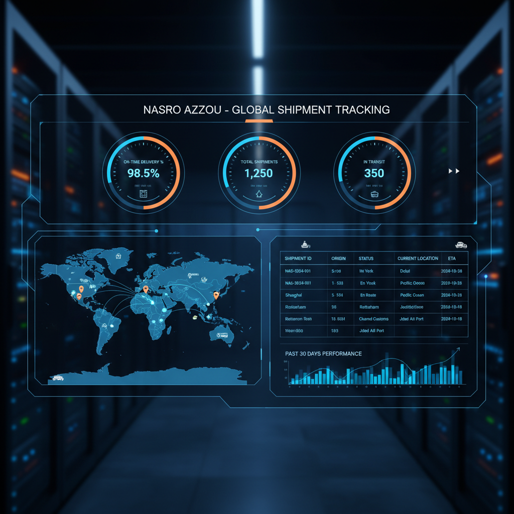 Digitale Logistik-Plattform mit KI-Routenoptimierung auf Bildschirm