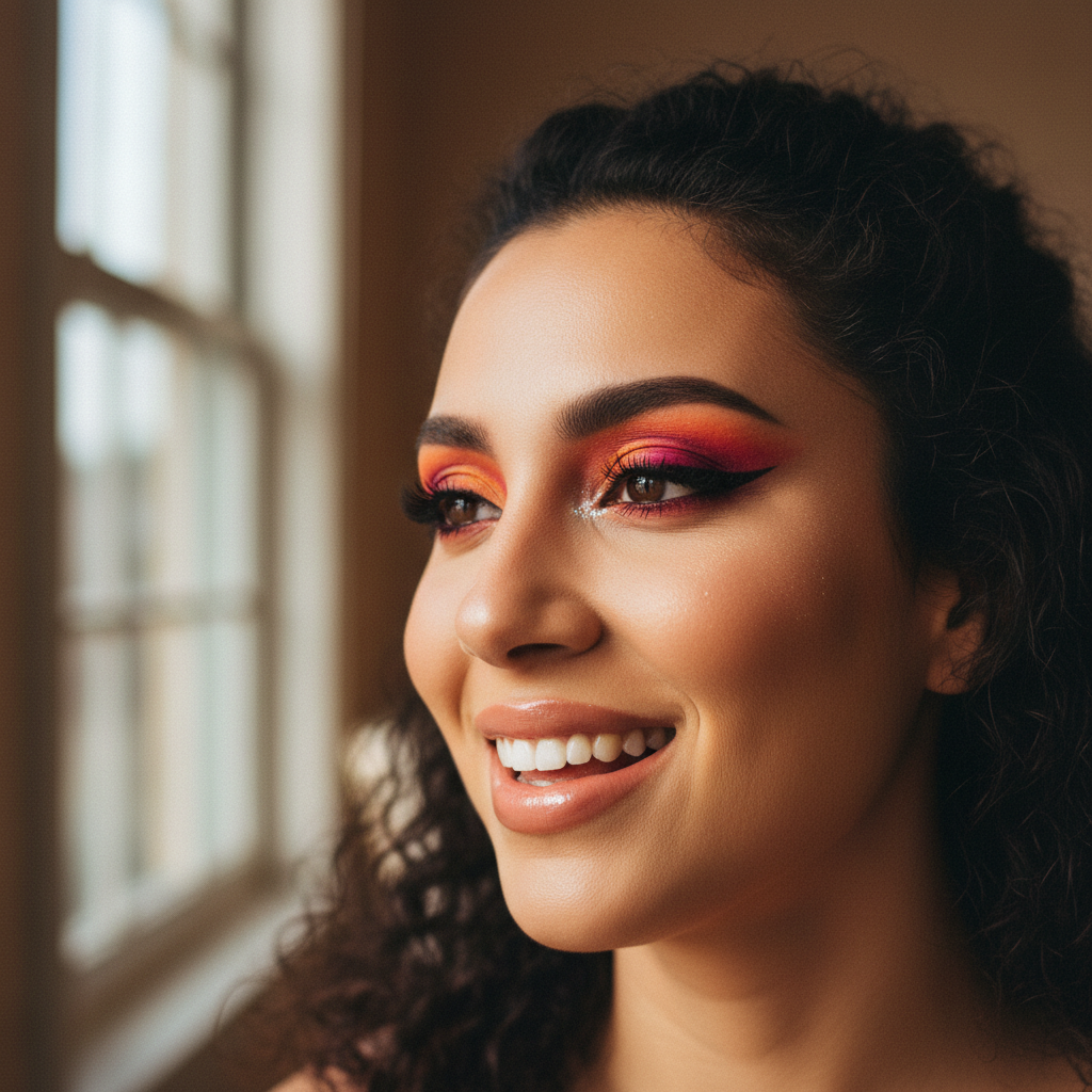 Jasmine Torres, Latina makeup artist with bold eye makeup