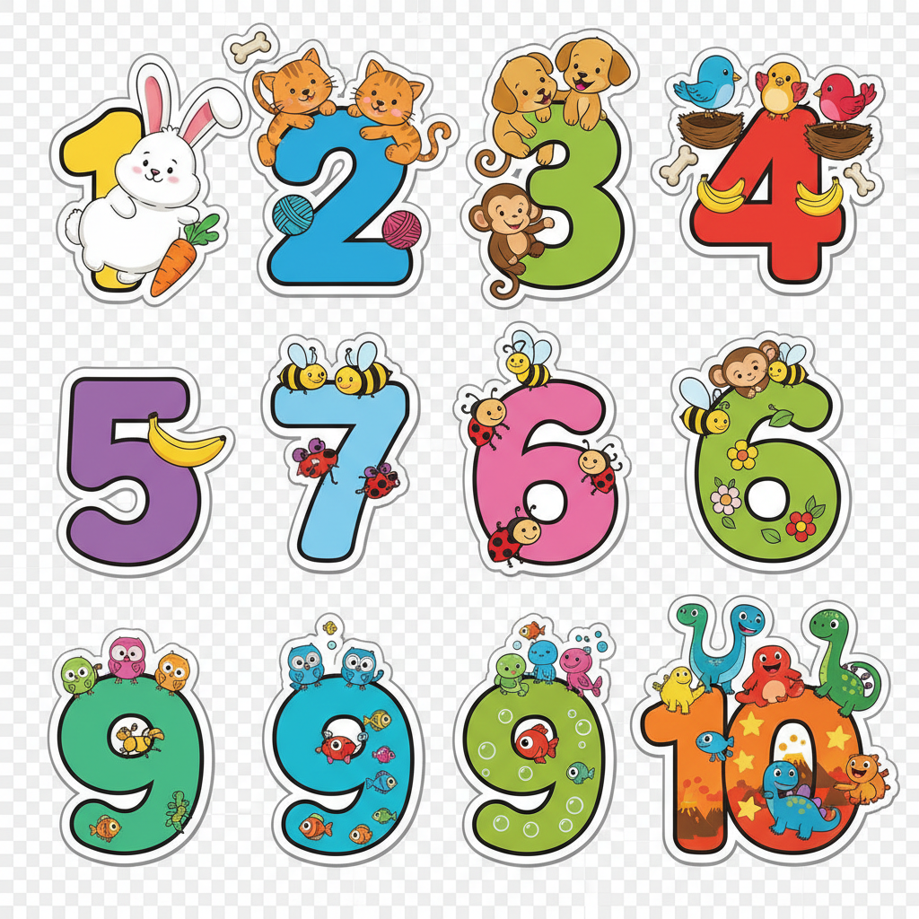 Numbers and counting coloring book for kindergarten children