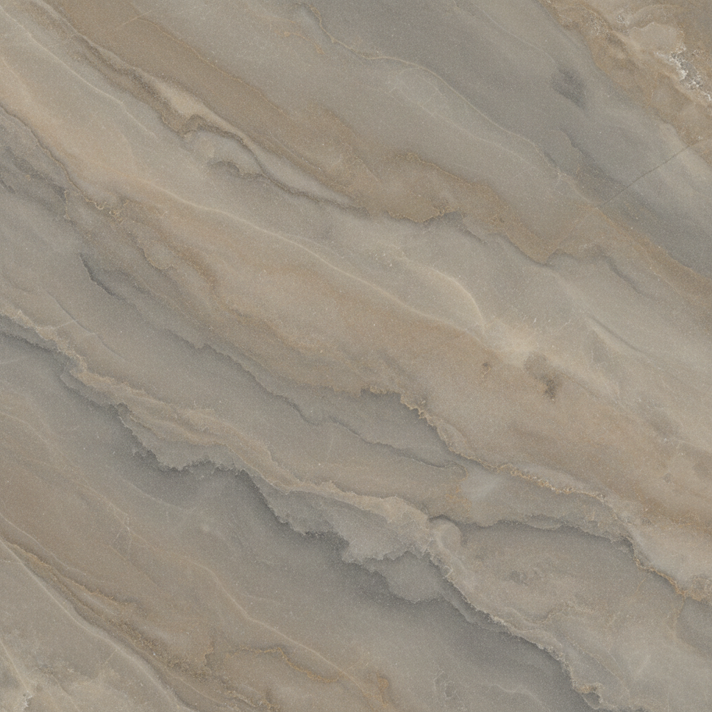 Honed grey limestone surface with subtle fossil impressions and cool blue-grey tones in diffused light