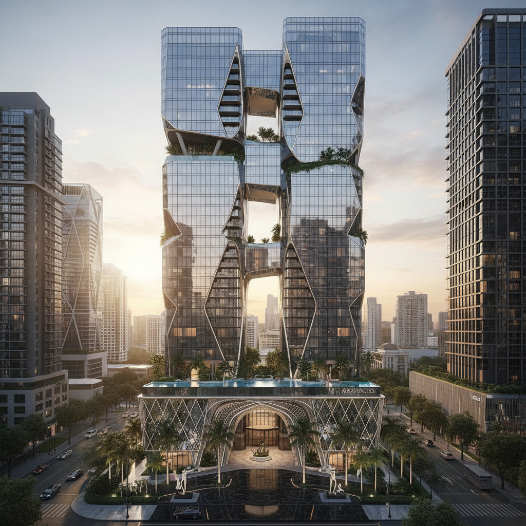 Premium residential tower in BKC Mumbai with floor to ceiling glass windows