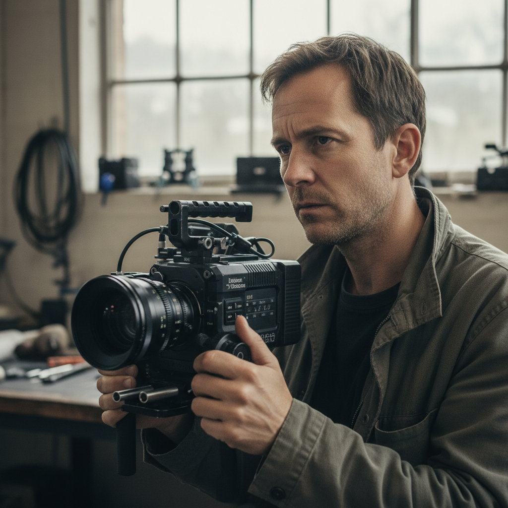 Portrait of cinematographer Rodrigo Prieto on film set
