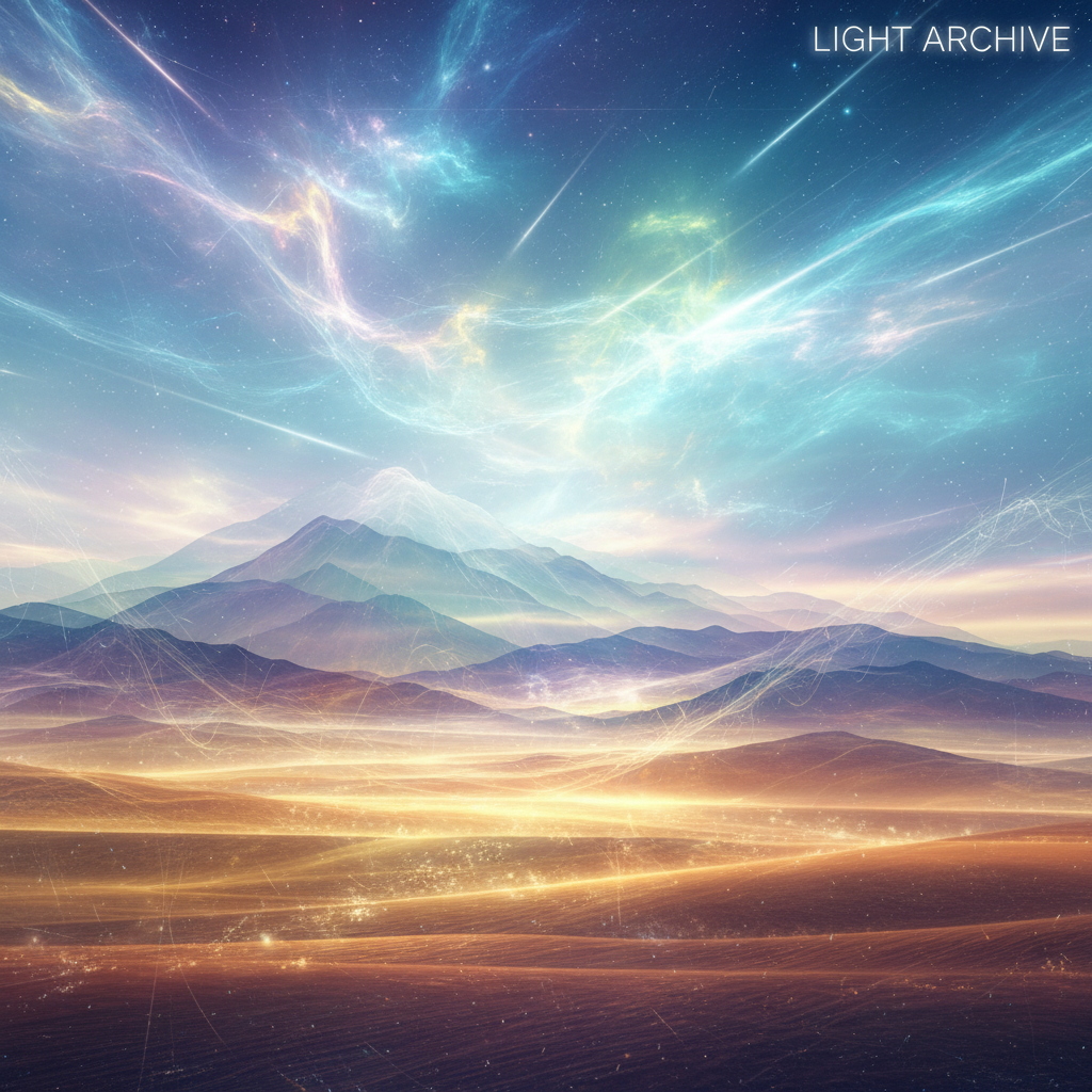 Luminous landscape-inspired abstract with layers of light and atmospheric depth