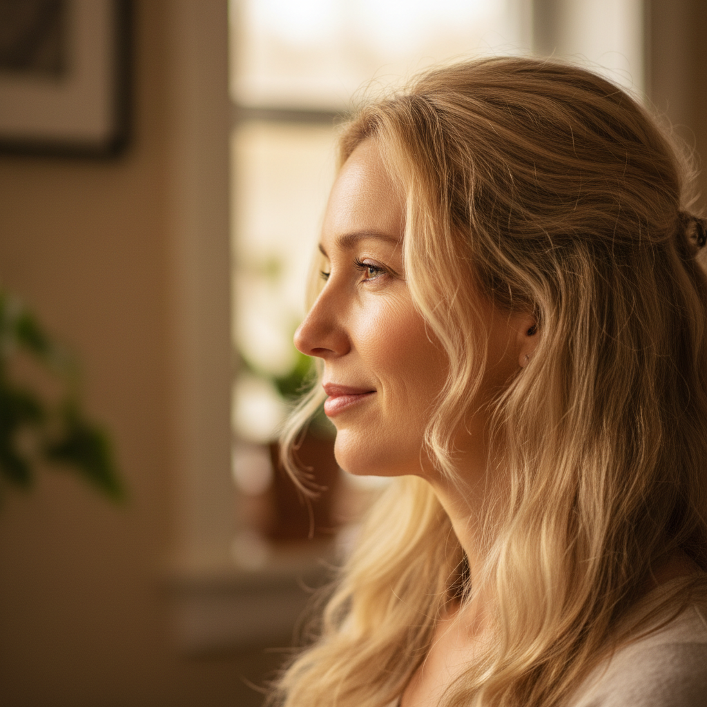Profile photo of a British woman with blonde hair