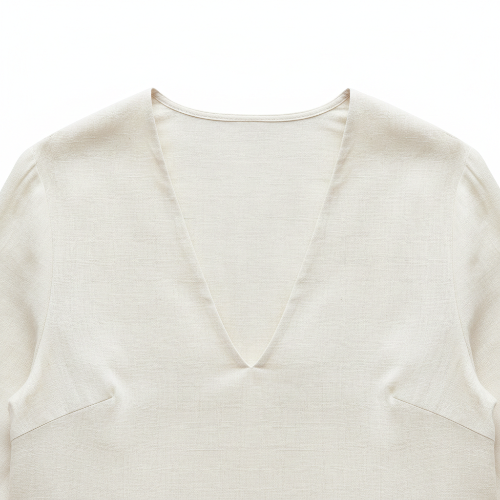 Modelo usando blusa cropped tricot off-white com detalhes em renda, fundo limpo branco