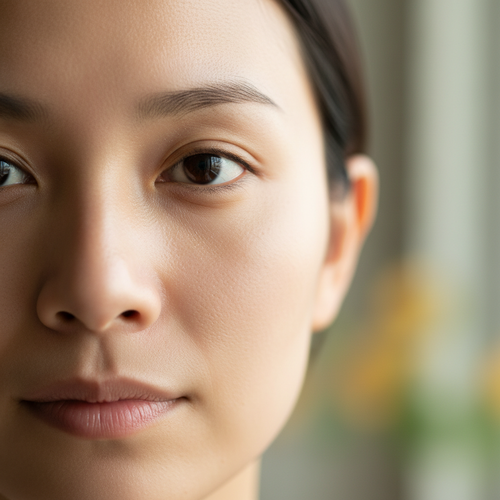 Doğal göz kapağı estetiği sonuçlarını gösteren parlak yenilenmiş gözlere sahip kadının yakın çekimi