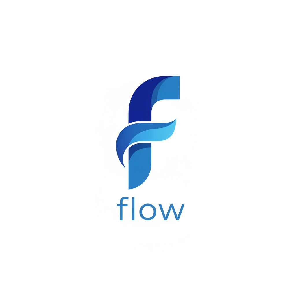 Blue lowercase f logo on white background