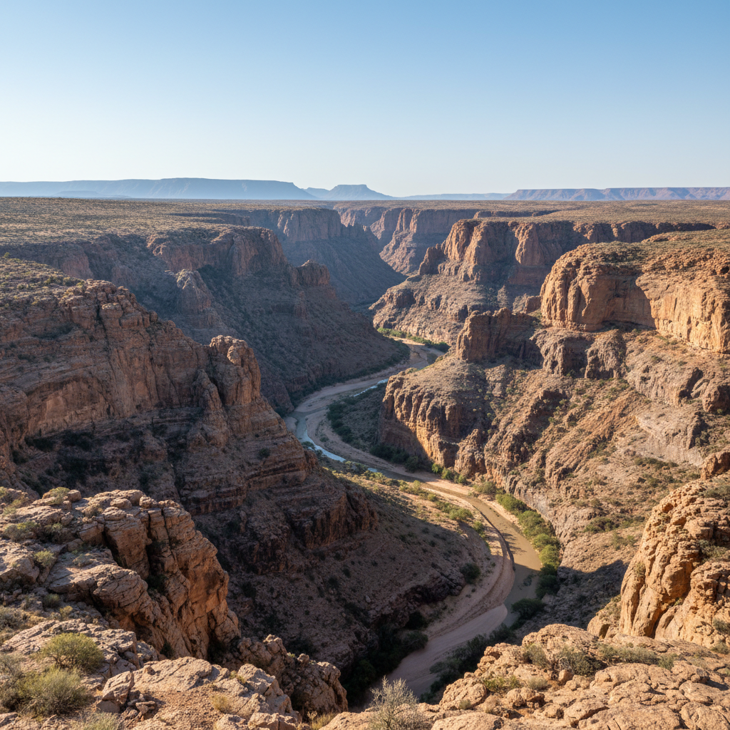 Kuiseb River canyon dramatic rocky gorge with ancient geological formations in Namibia
