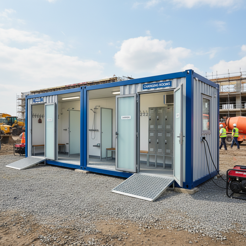Clean portable sanitation facilities at outdoor event or construction site in South Africa bright outdoor setting
