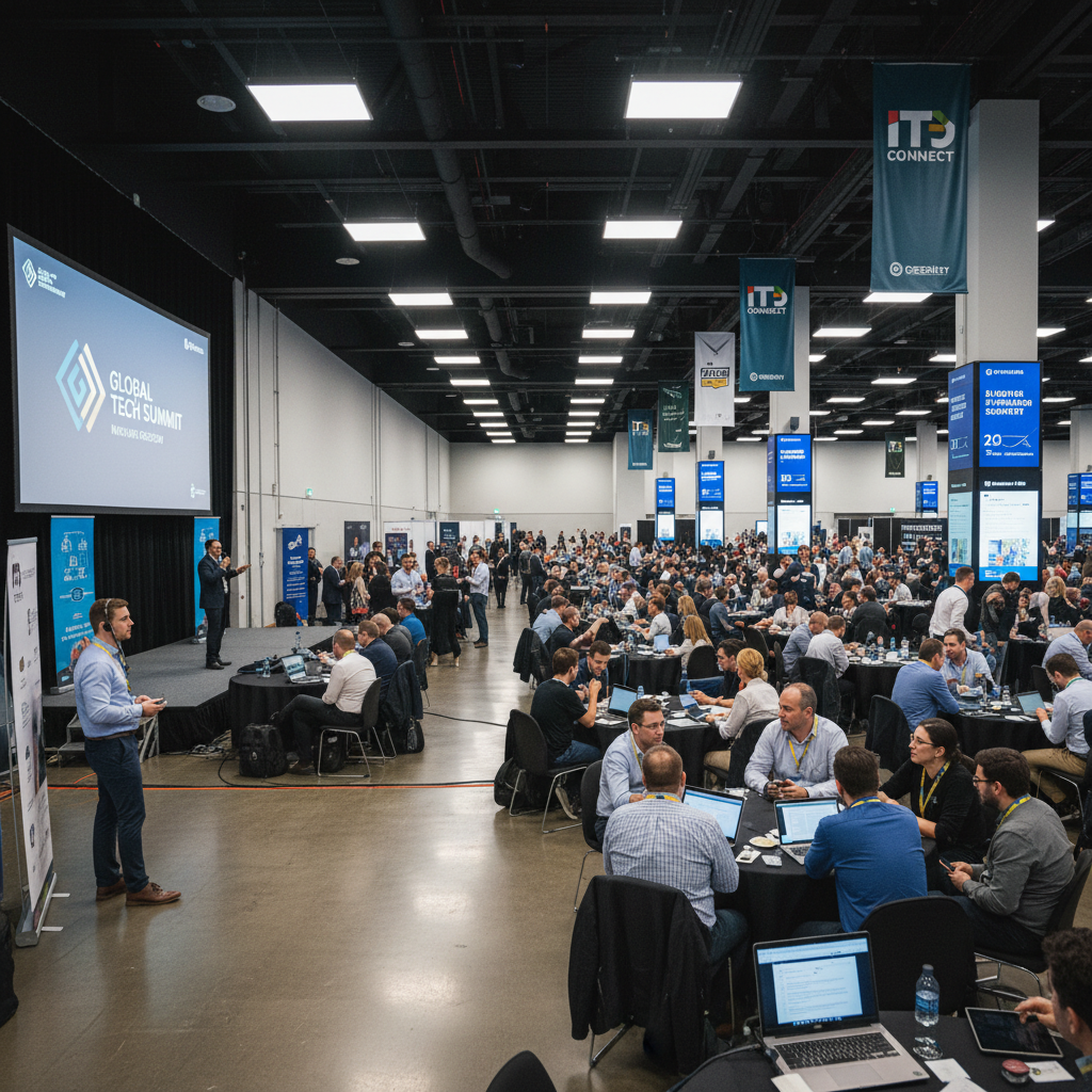 Tech conference presentation with speaker on stage and audience at VivaTech