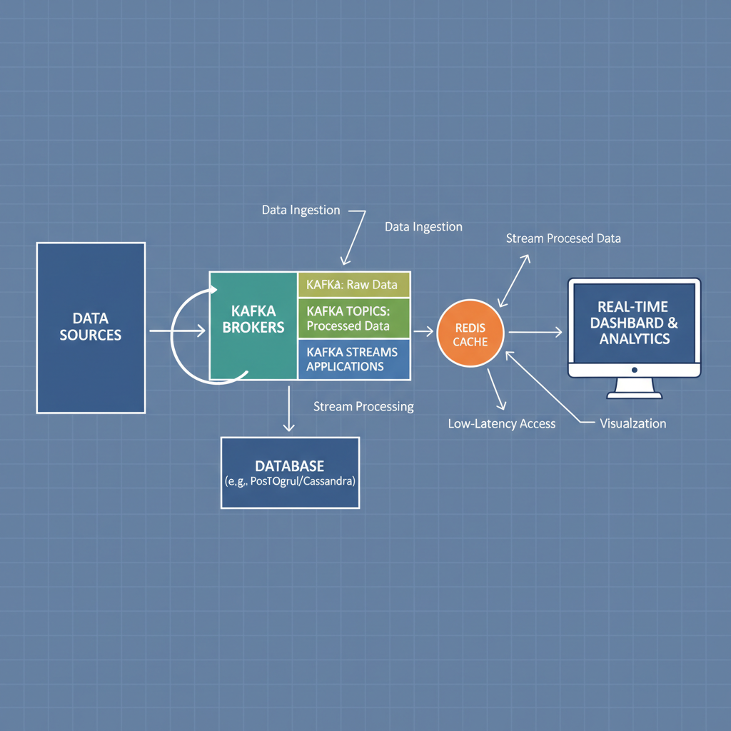Data pipeline architecture diagram with flow visualization
