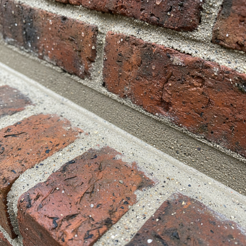 Brick and mortar joint detail close-up